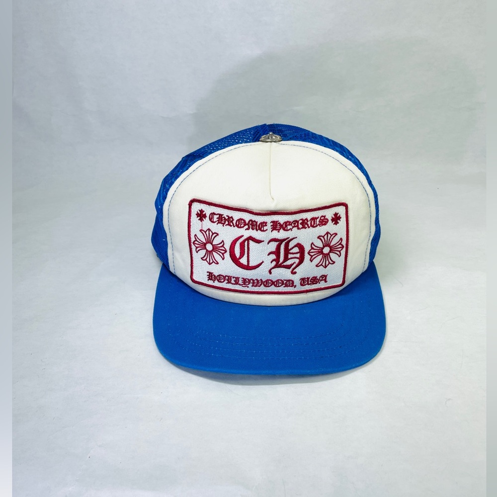 Chrome Hearts Hollywood Trucker Hat (Blue/White/Red)